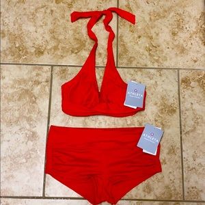 NWT ATHLETA Halter Top Bikini with Shorts